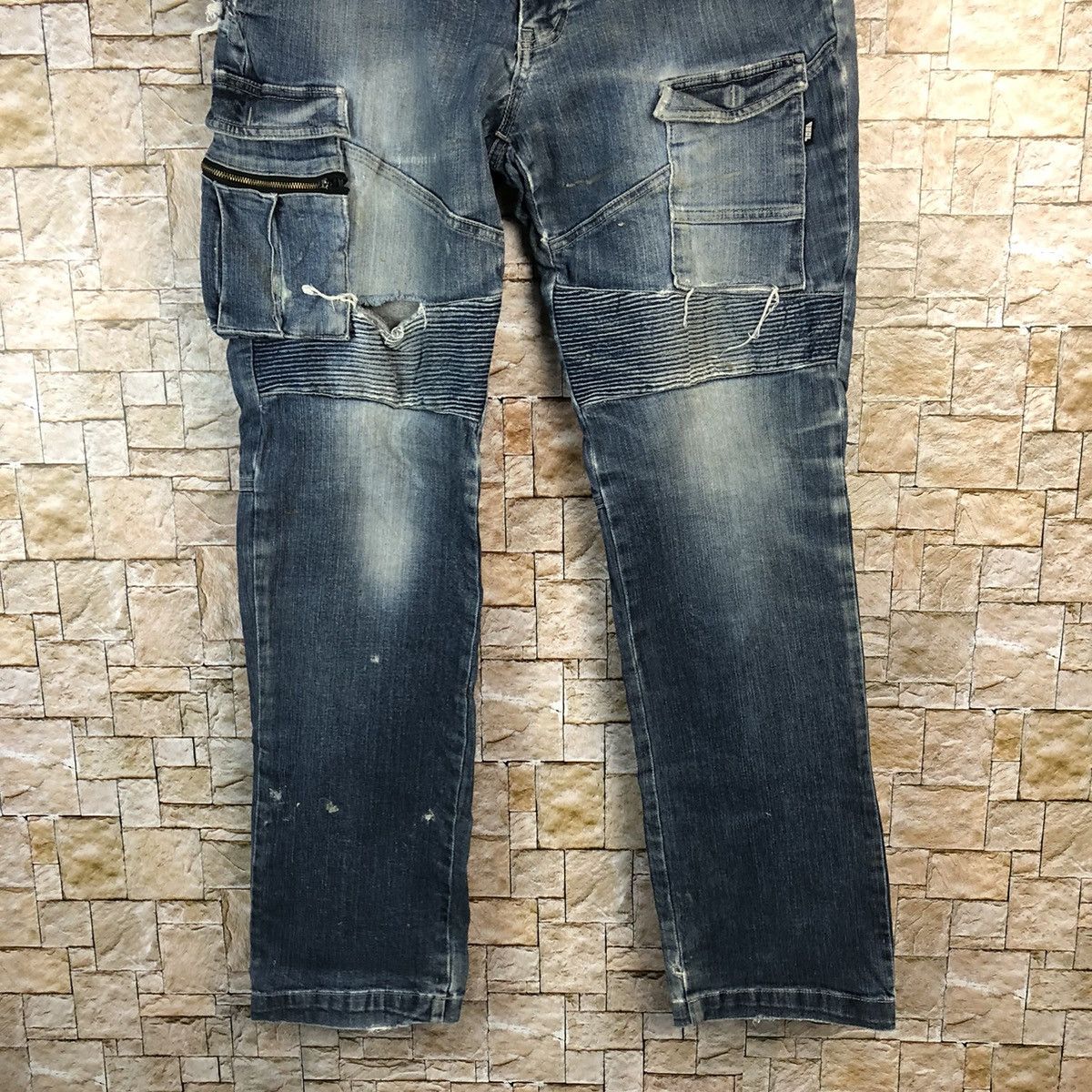 Japanese Brand Tora ripped Denim utility tactical distressed Pants #A959 Size US 33 - 3 Thumbnail