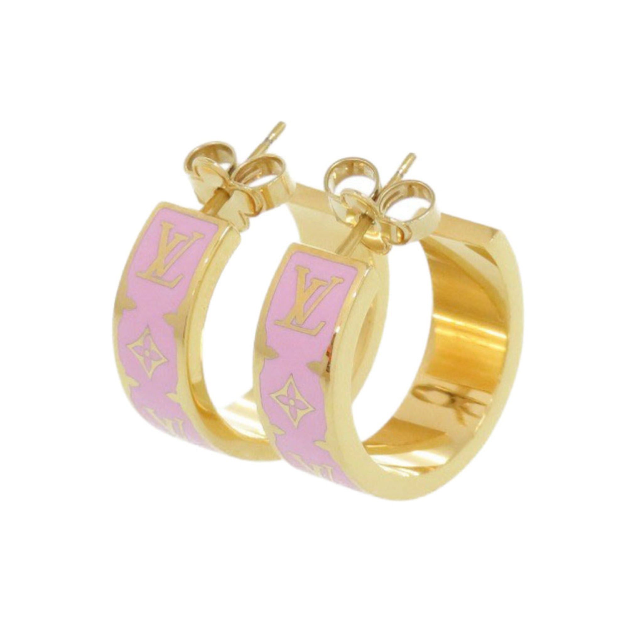Louis Vuitton Excellent condition Louis Vuitton Nanogram enamel earrings, M01831, pink metal, LV 0175 LOUIS VUITTON Size ONE SIZE - 1 Thumbnail