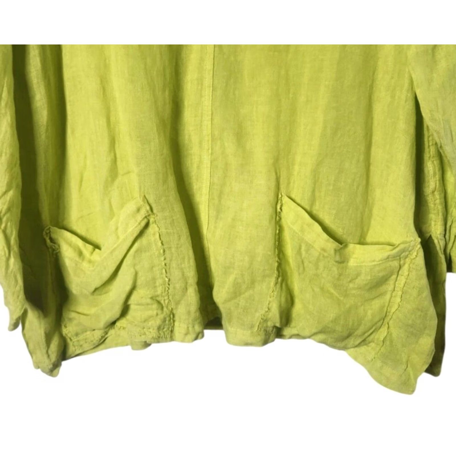 Vintage Luna Luz Womens S Blouse Linen Yellow Long Sleeve Oversized Shirt Top Size S / US 4 / IT 40 - 4 Thumbnail