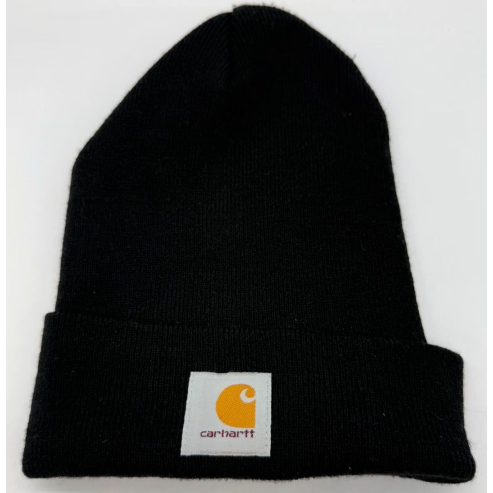 Carhartt Carhartt Mens Knit Beanie Hat Cap One Size Logo Black Stretch Fold Over Size ONE SIZE - 2 Thumbnail