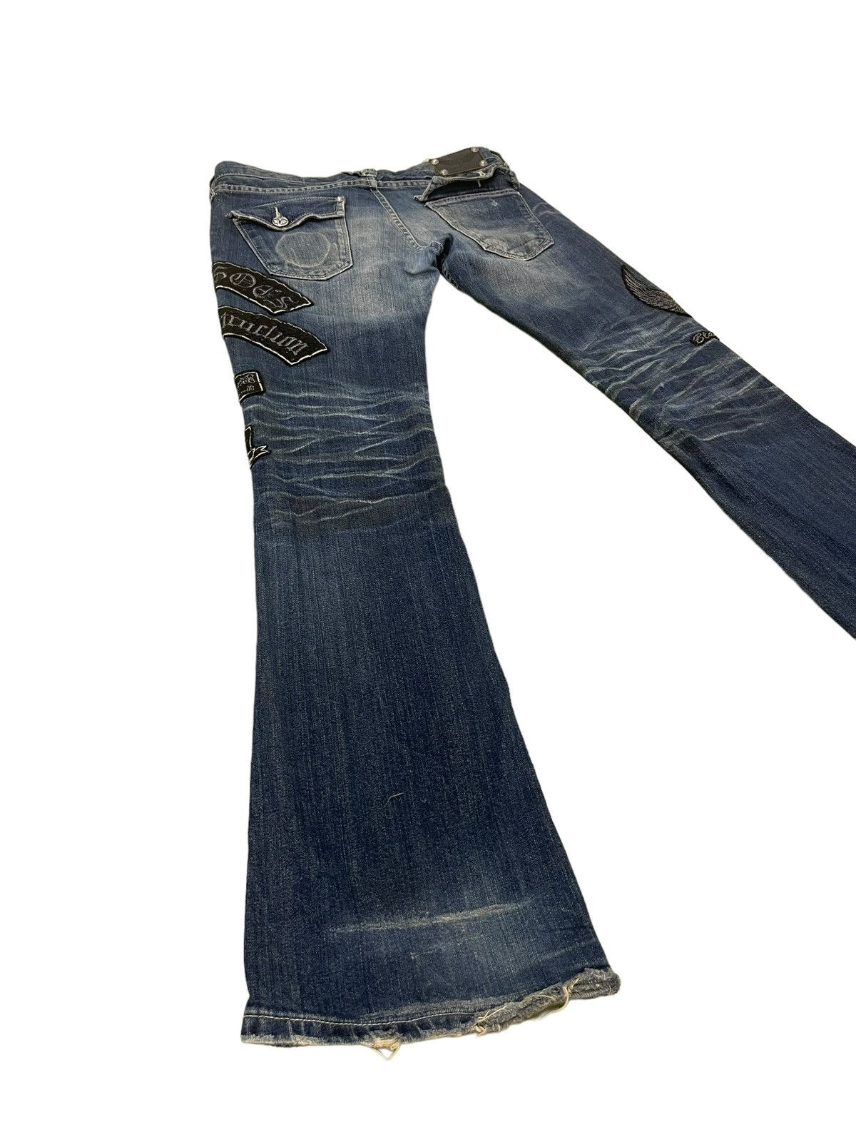 Japanese Brand Flare Jeans Army of No Faded Distress Low Rise Boot Cut 8🟦8 Size US 30 / EU 46 - 13 Thumbnail
