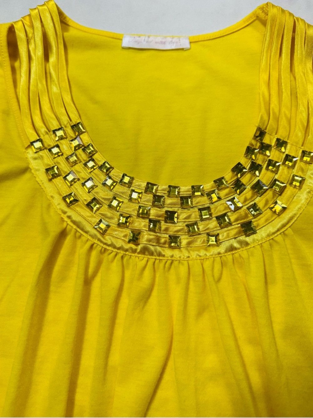 Other Layered With Love Yellow Embellished Scoop-Neck Top Size S Size S / US 4 / IT 40 - 5 Thumbnail