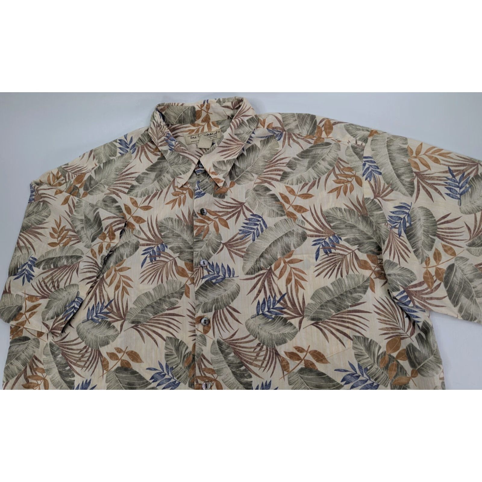 Tori Richard Tori Richard Shirt Men's XL Palm Leaf All Over Print Cotton Lawn Hawaiian Button-Up Short Sleeve Multicolor Garden Floral 90s Theme Mens Size US XL / EU 56 / 4 - 5 Thumbnail