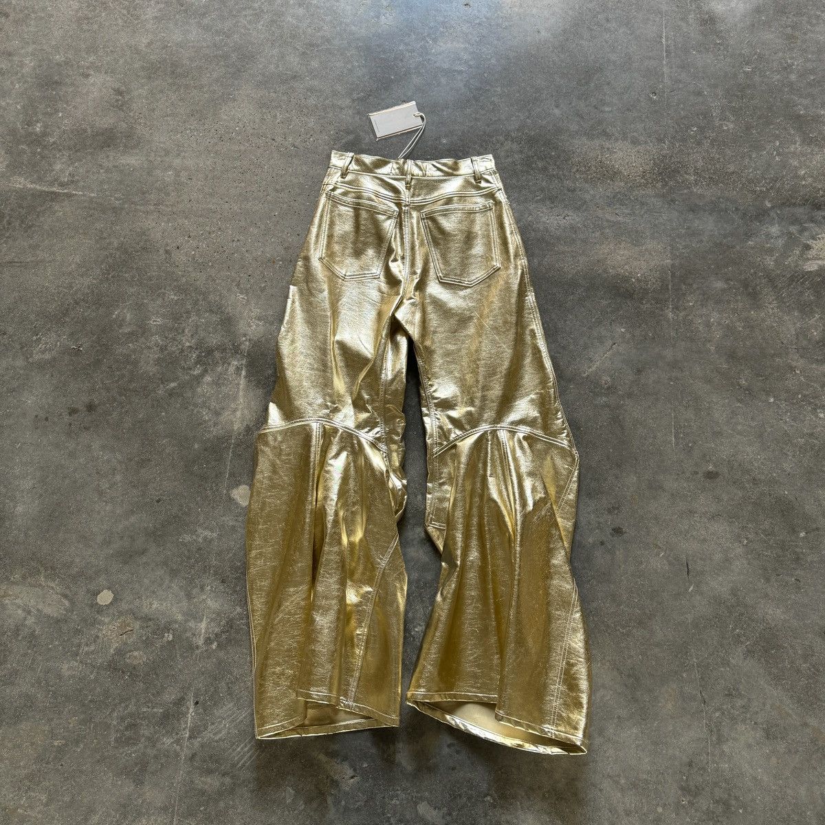 Melitta Baumeister Melitta Baumeister Gold Laminated Denim Pants Size US 29 - 5 Thumbnail