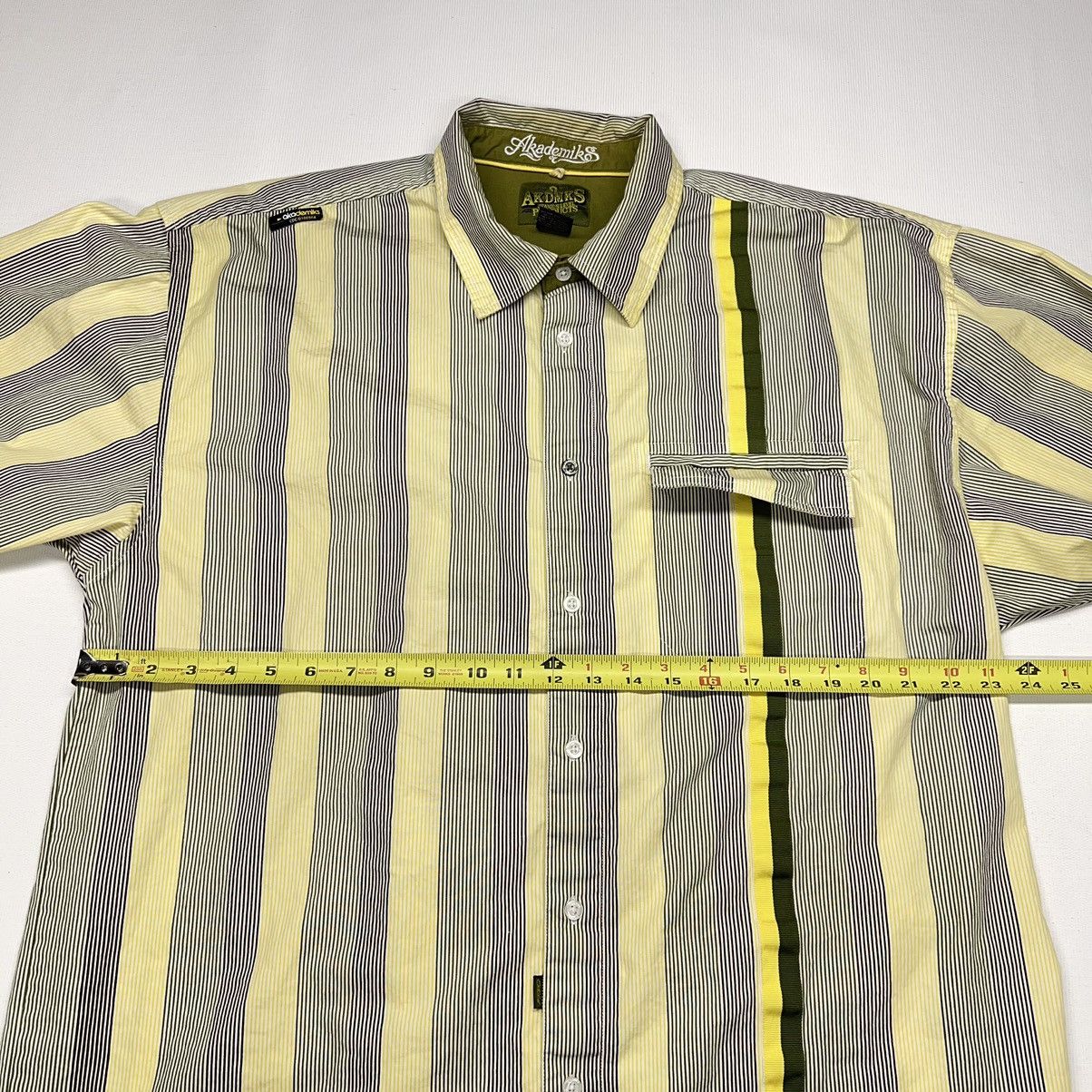 Akademiks Akademiks Button Shirt Striped Yellow Collared Pocket Y2K Size US XL / EU 56 / 4 - 22 Thumbnail