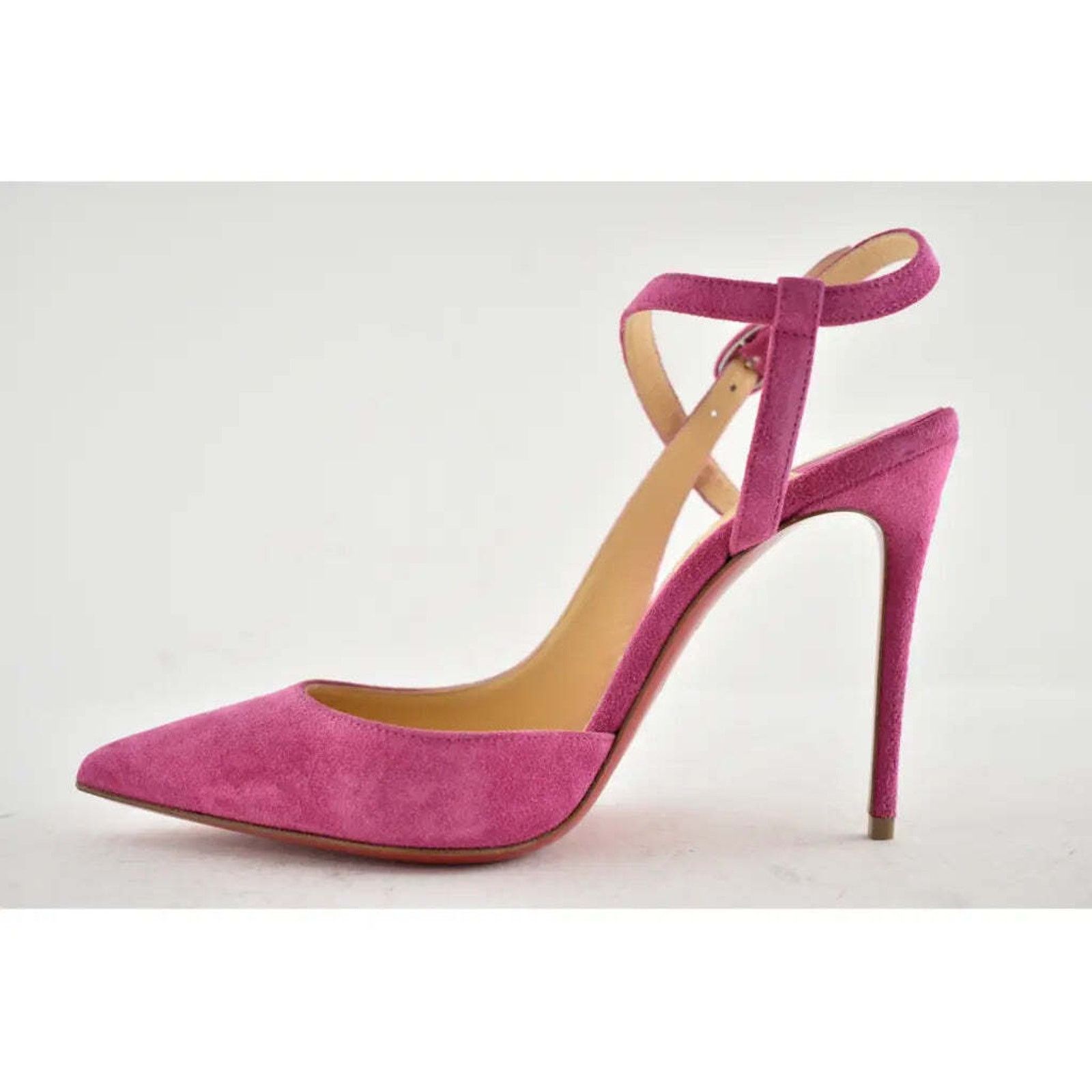 Christian Louboutin Jenlove 100 Grenat Pink Ankle Strap Pointed Heel Pump 35.5 Size US 5.5 / IT 35.5 - 8 Thumbnail