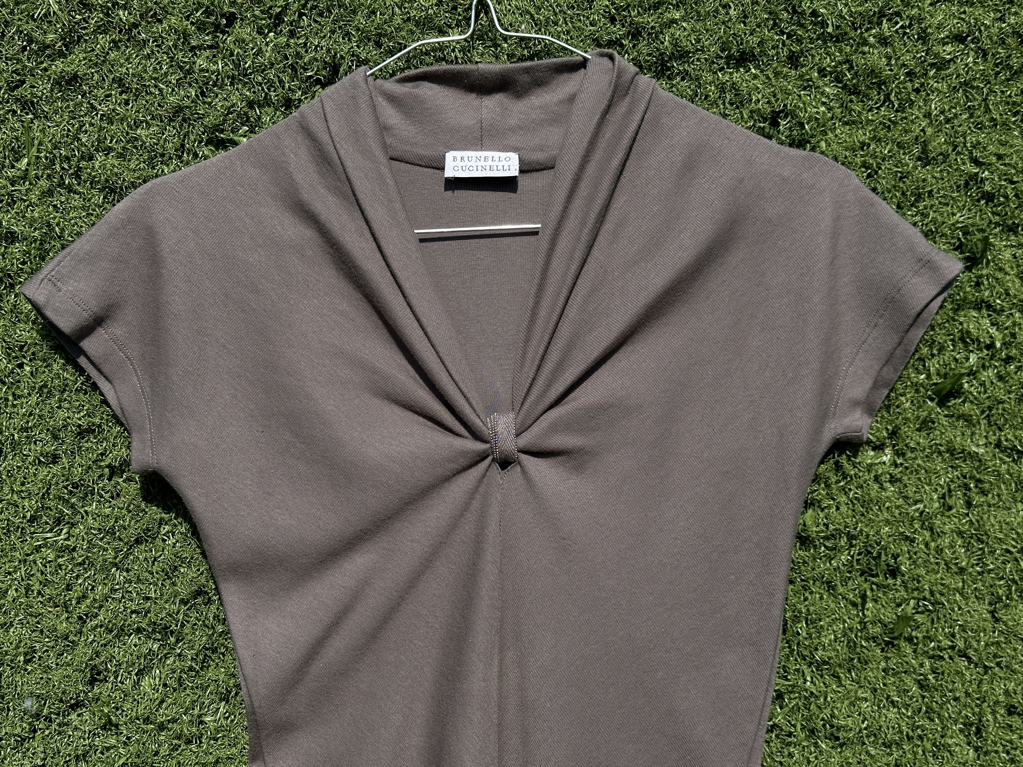Brunello Cucinelli Brunello Cucinelli Taupe Gray Draped Knit One Piece XS Xxs Size XS / US 0-2 / IT 36-38 - 7 Thumbnail