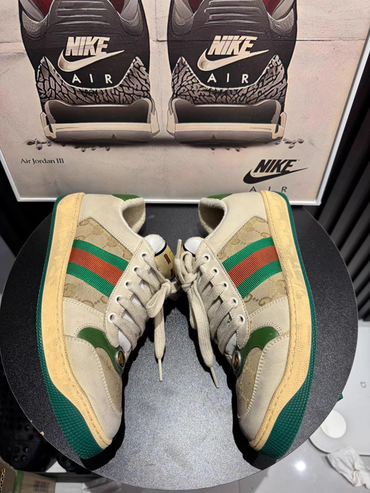 Gucci GUCCI Screener distressed women's green sneaker Size US 7.5 / IT 37.5 - 3 Thumbnail