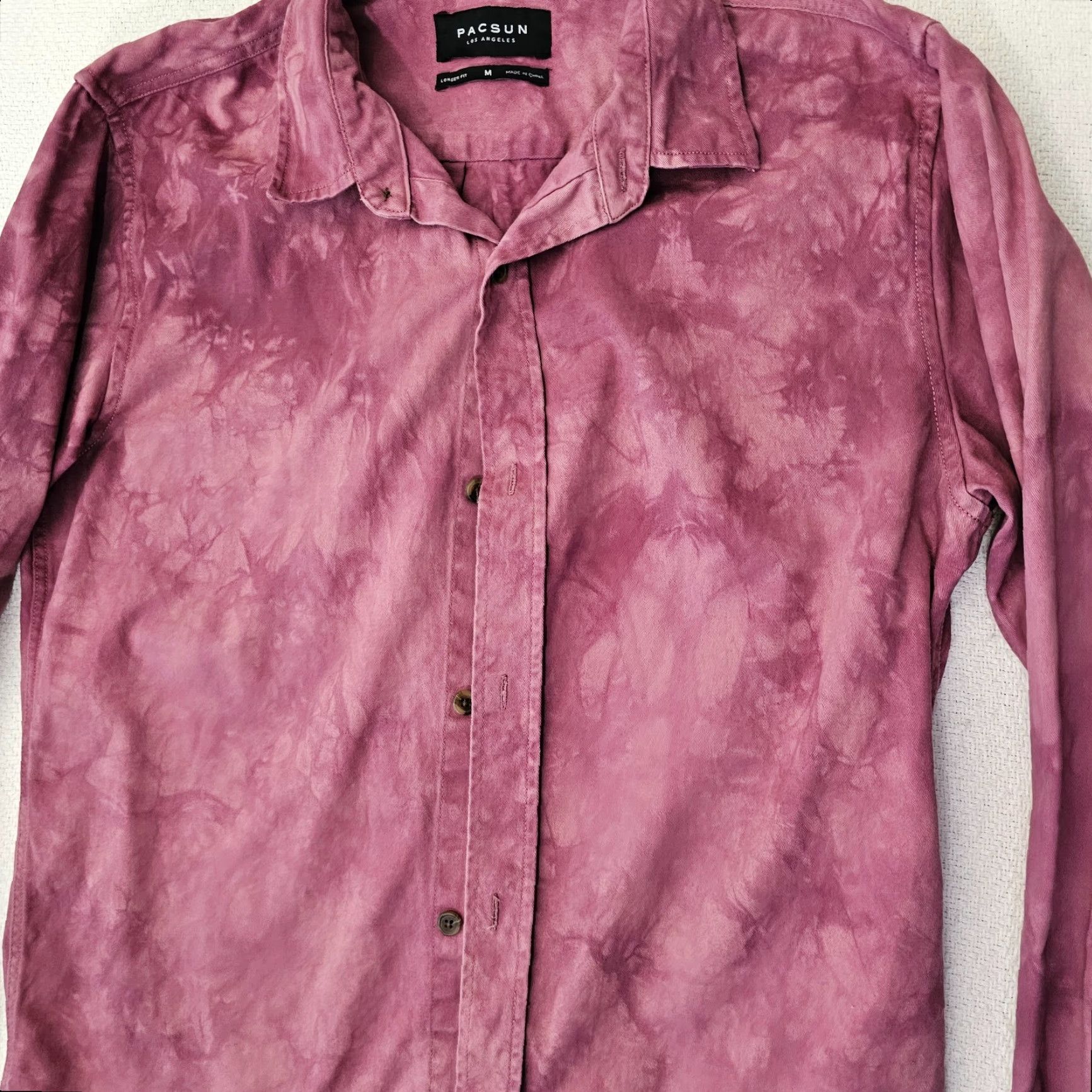 Pacsun Pacsun Brand Long Sleeve Button Down Shirt Longer Fit Men's Size Medium Red Tie Dye Button-Up PacSun Cotton Shirt Size US M / EU 48-50 / 2 - 3 Thumbnail