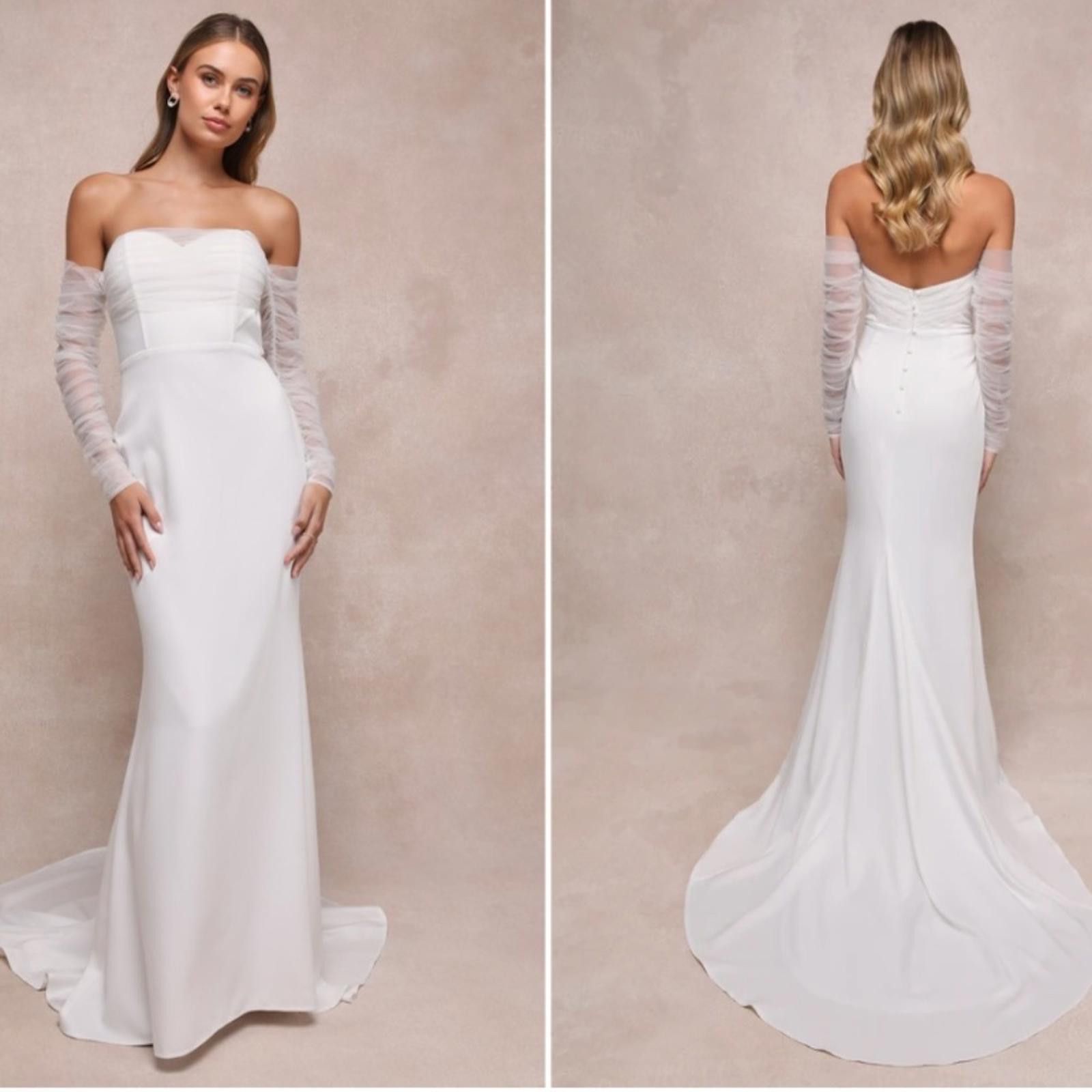 LULU's Elegant Sophisticated Sexy Mesh Bridal Gown