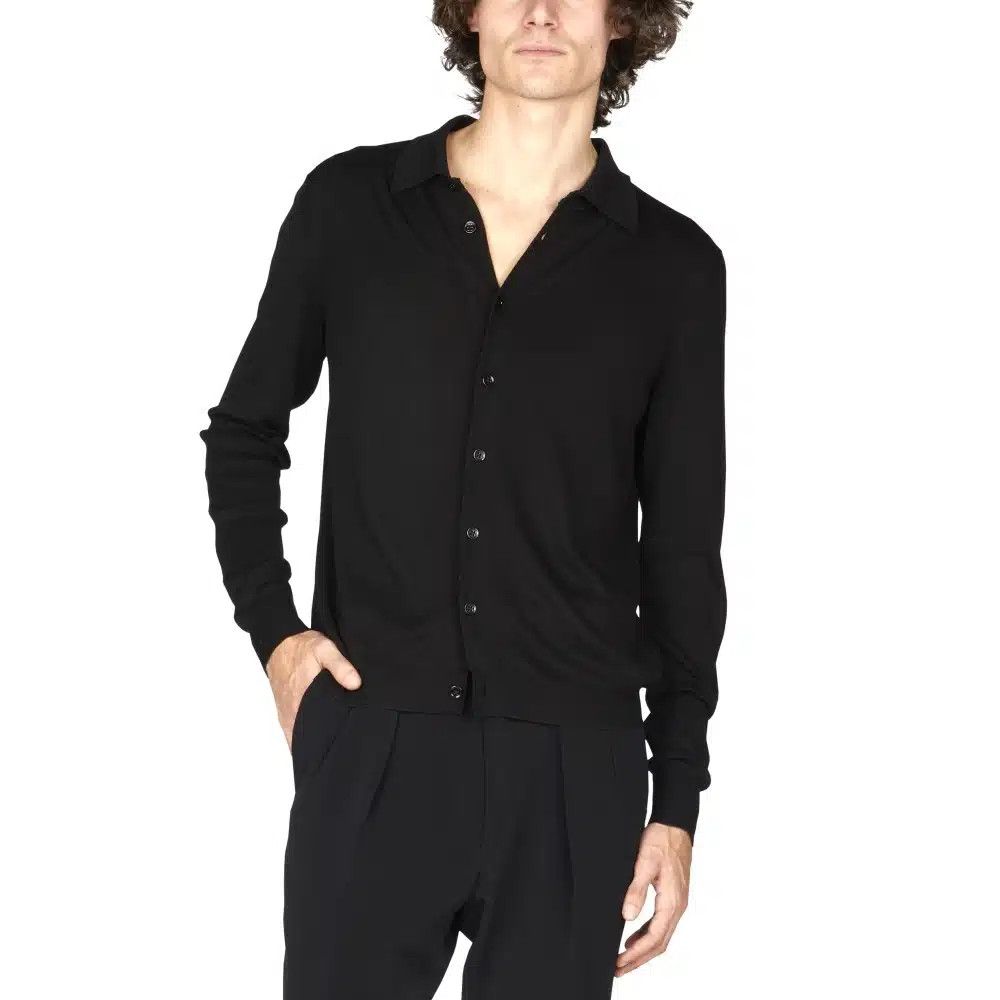 Tom Ford o1loc1c0425 KBL006 Pure Silk Cardigan Shirt in Black Size US M / EU 48-50 / 2 - 2 Thumbnail