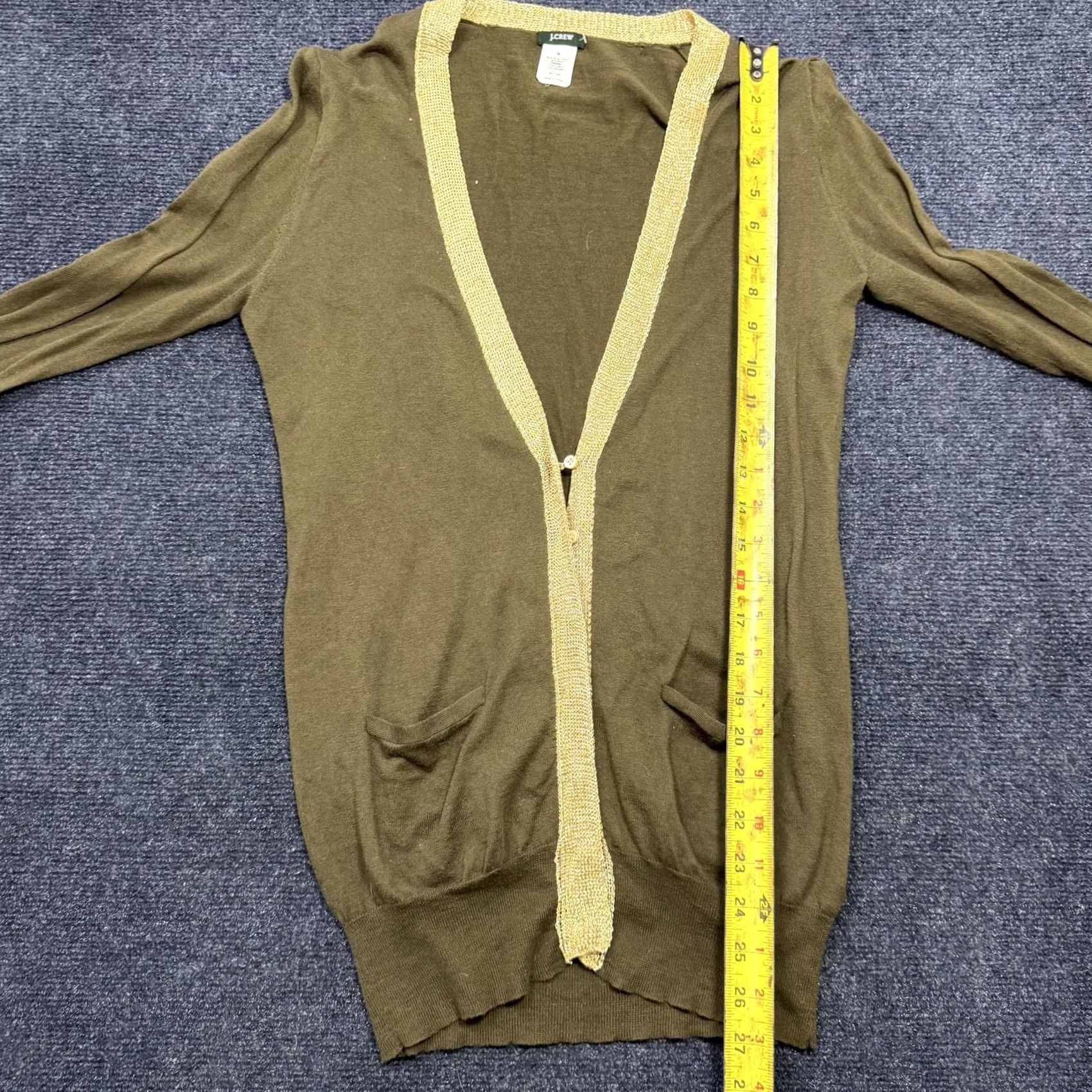 J.Crew VINTAGE J.Crew Cardigan Sweater Womens M Green V Neck Pockets Knit Size M / US 6-8 / IT 42-44 - 4 Thumbnail