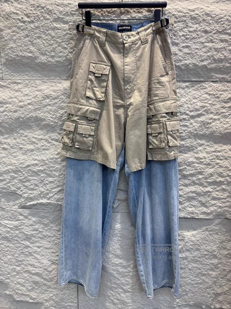 Balenciaga Balenciaga size M Patchwork cargo denim pants Size US 29 - 1 Thumbnail