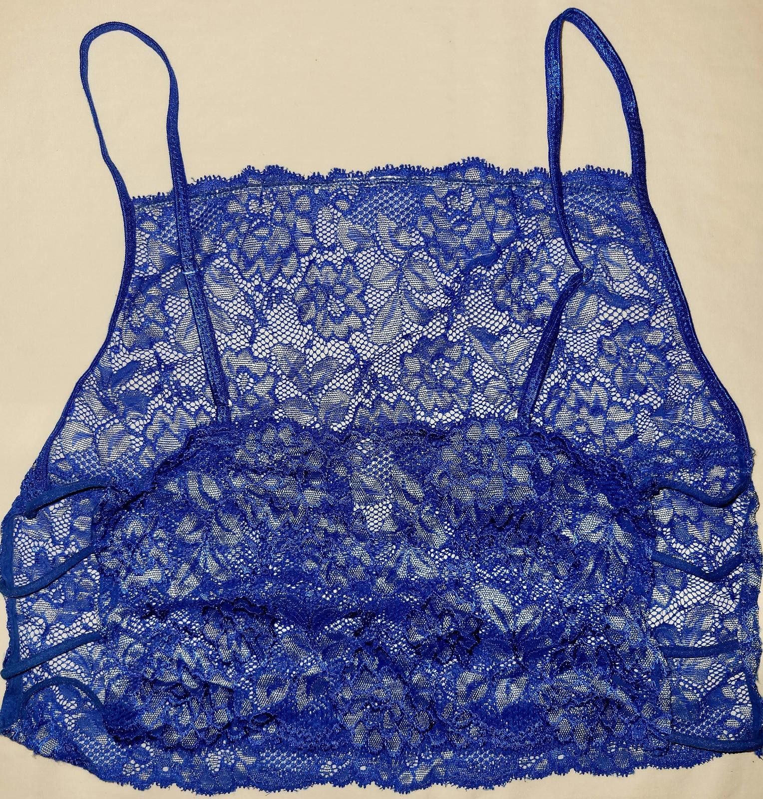 Designer AET International Womem's LG.blue&wht. lace halter top Size L / US 10 / IT 46 - 1 Thumbnail