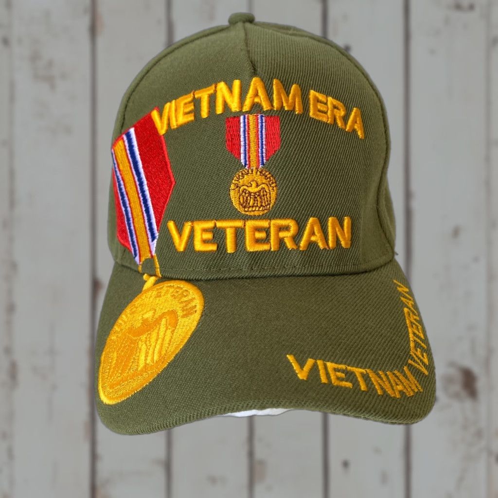 Augusta Sportswear August Sportswear Hat Strapback Green Men Adjustable Medals Embroidered Vietnam Veteran Vet Size ONE SIZE - 1 Thumbnail