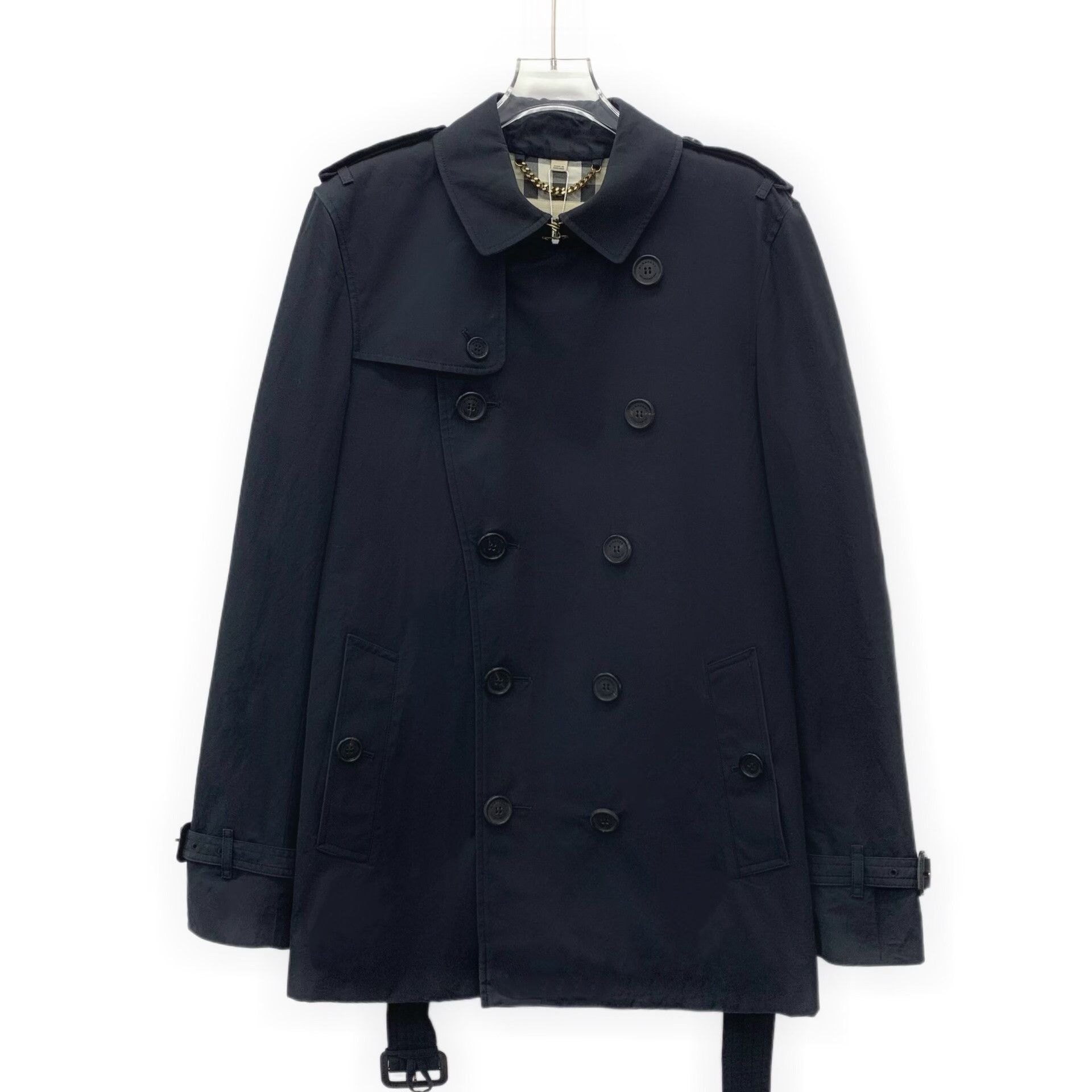 Burberry Burberry Black Collar Belted Cotton Trench Size US XL / EU 56 / 4 - 1 Preview