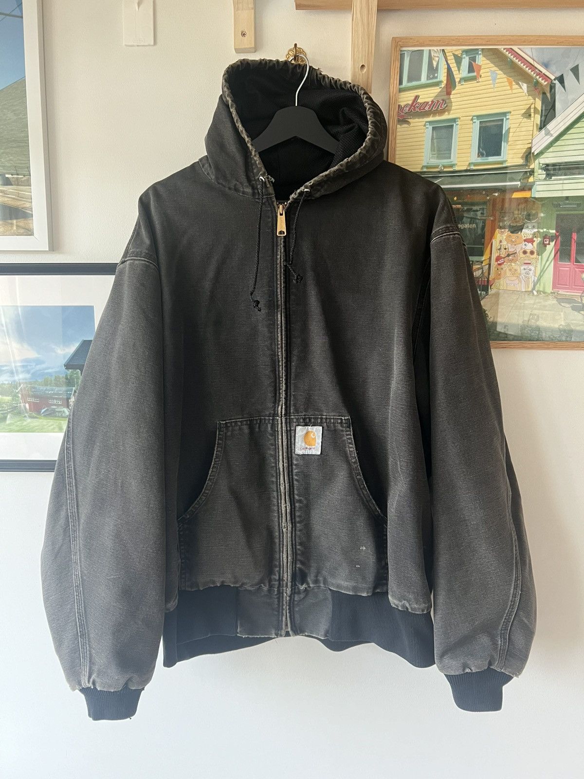 ジャケット・アウター Carhartt 90s Faded Black Active Jacket Jackets Carhartt WIP Active Jacket UNISEX Black Faded | Footshop