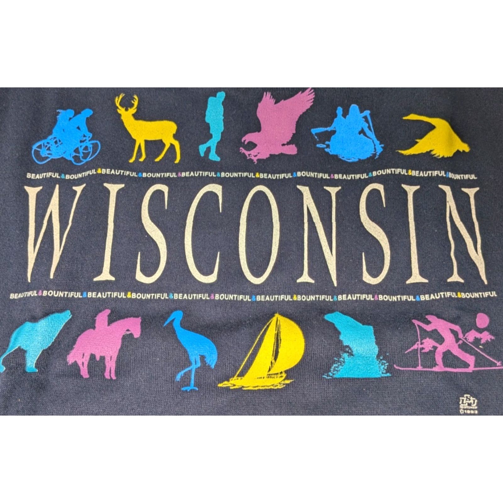 Vintage VINTAGE LSJ Sportswear Sweatshirt Crew Neck L Wisconsin Cotton Grove Navy Blue Graphic Print Pullover Unisex Adults Boys Girls Mens Womens Size US L / EU 52-54 / 3 - 4 Thumbnail