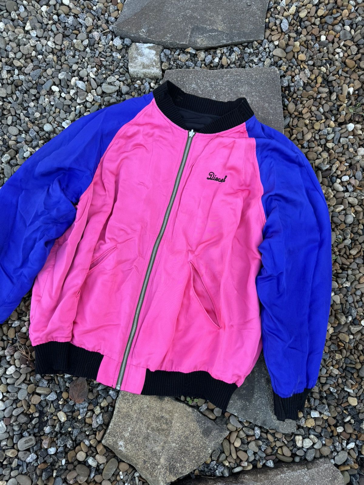 Other Diesel double side silk printed bomber jacket pink black Size US L / EU 52-54 / 3 - 11 Thumbnail