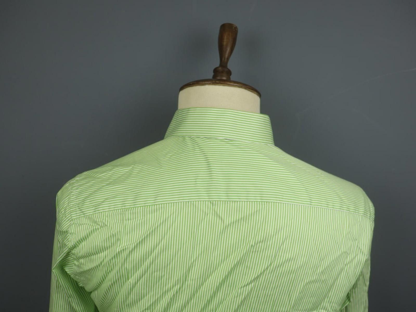 Eton Eton Green White Striped Cotton Collared Dress Shirt Size 41 Size 38R - 11 Thumbnail