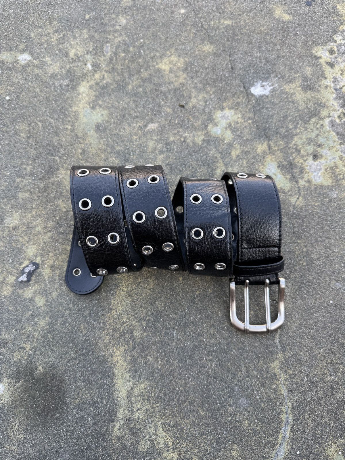 Japanese Brand Studed Leather Belt With Two Prong Design Size ONE SIZE - 1 Thumbnail