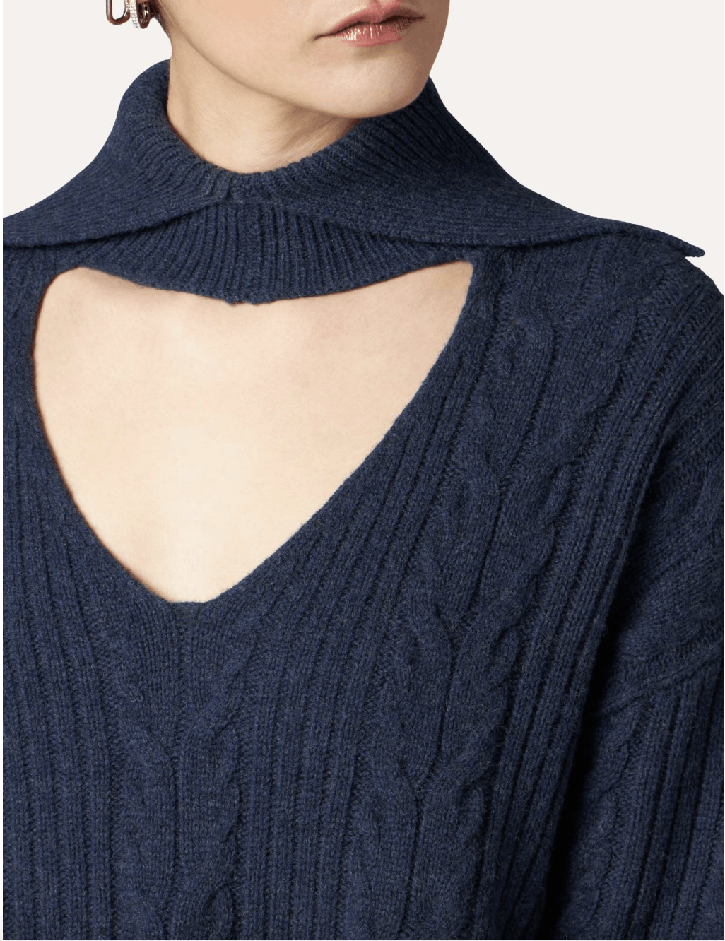 Ballantyne Ballantyne Cable Knit Navy Wool Sweater Women's Size M / US 6-8 / IT 42-44 - 3 Thumbnail
