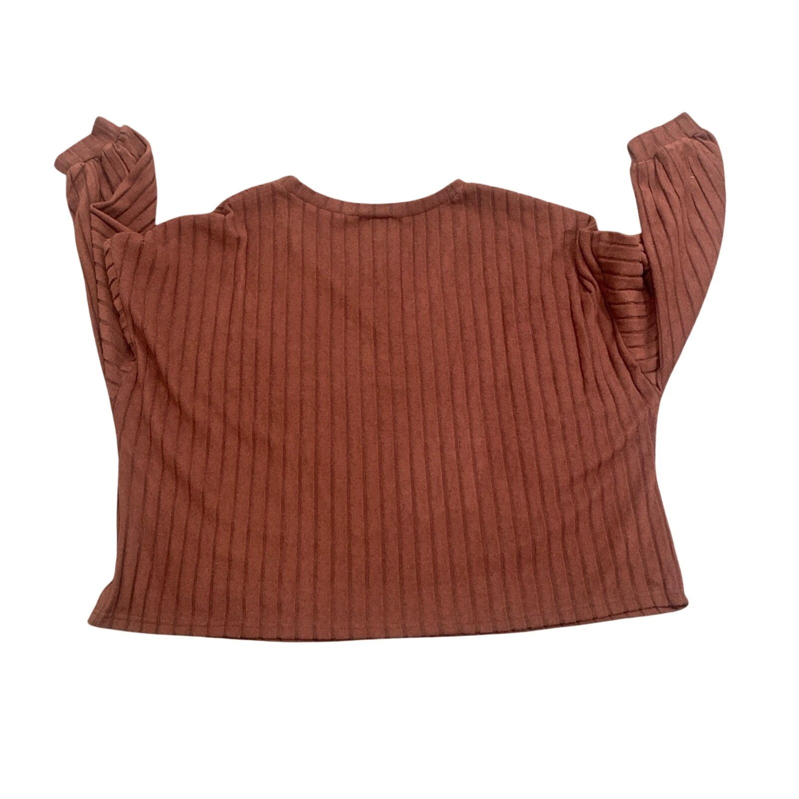 Shein Long Sleeve V-Neck Top in Brown, Size 3XL Size 3XL / US 20-22 - 3 Thumbnail