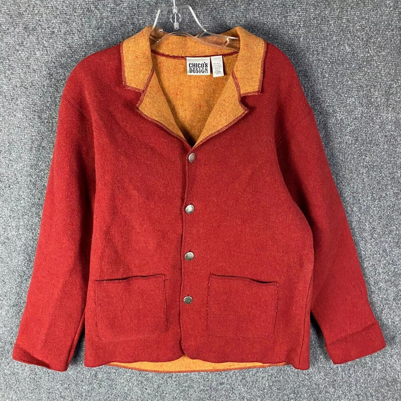 Chicos Chico's Sweater Women's 1 USA Medium Red Cardigan Wool Nylon Size M / US 6-8 / IT 42-44 - 1 Thumbnail