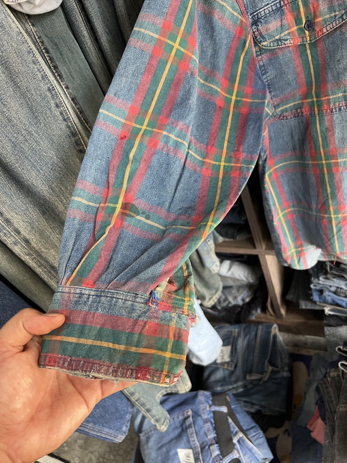 Lee 🔥Distressed Vintage Lee Made in Usa Flannel Size US M / EU 48-50 / 2 - 11 Thumbnail
