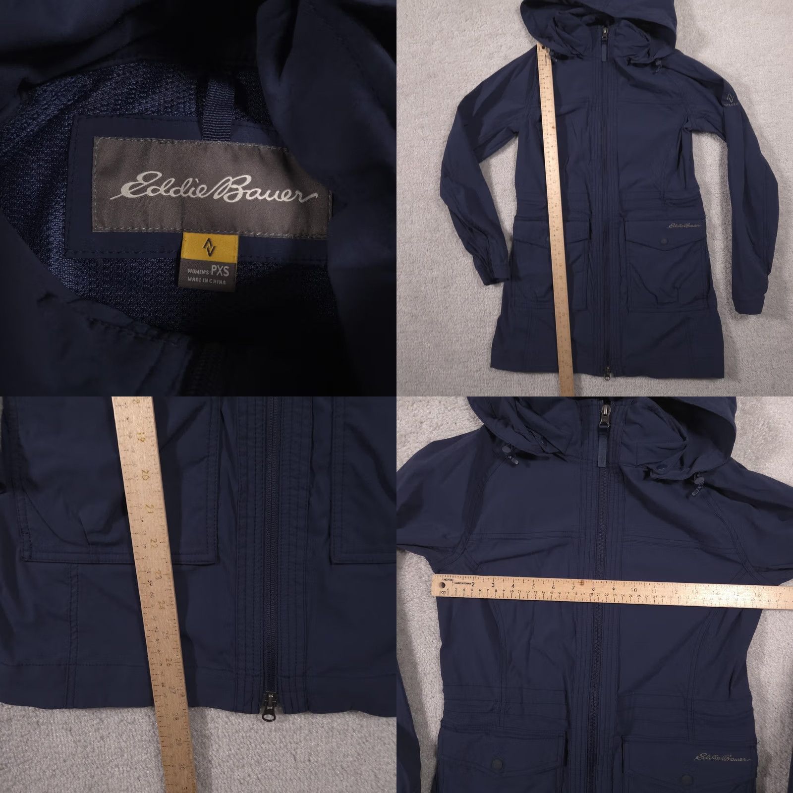 Eddie Bauer VINTAGE Coat Womens Petite XS Blue Travex Hooded Rain Softshell Full Zip Size XS / US 0-2 / IT 36-38 - 8 Thumbnail