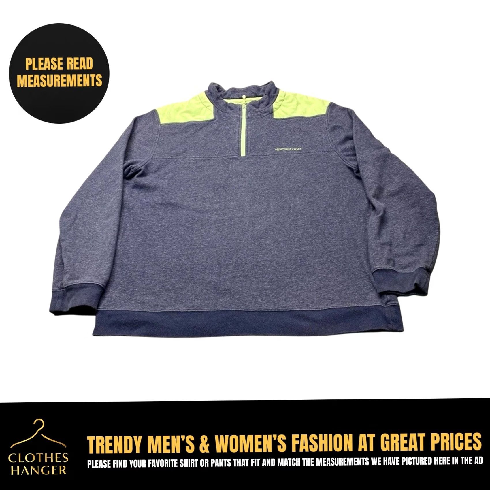 Vineyard Vines Vineyard Vines Pullover Sweatshirt Mens 2XL Blue Green Quarter Zip Sweater 8190 Size US XXL / EU 58 / 5 - 2 Thumbnail