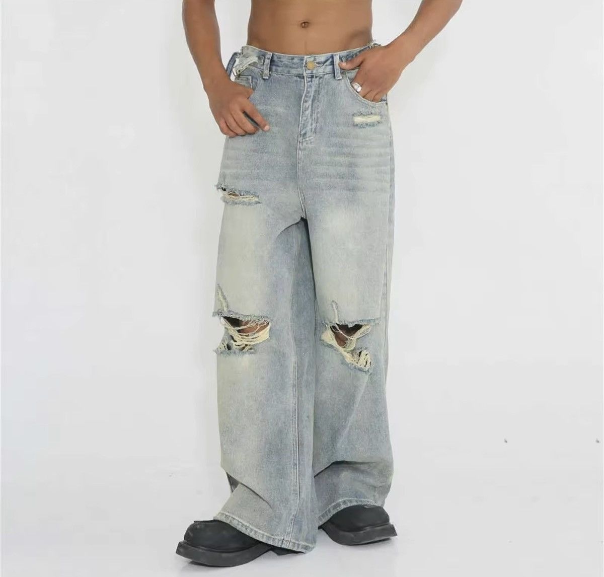Japanese Brand × Jean High Street Floor Pants Piercing Jeans Size US 30 / EU 46 - 1 Thumbnail