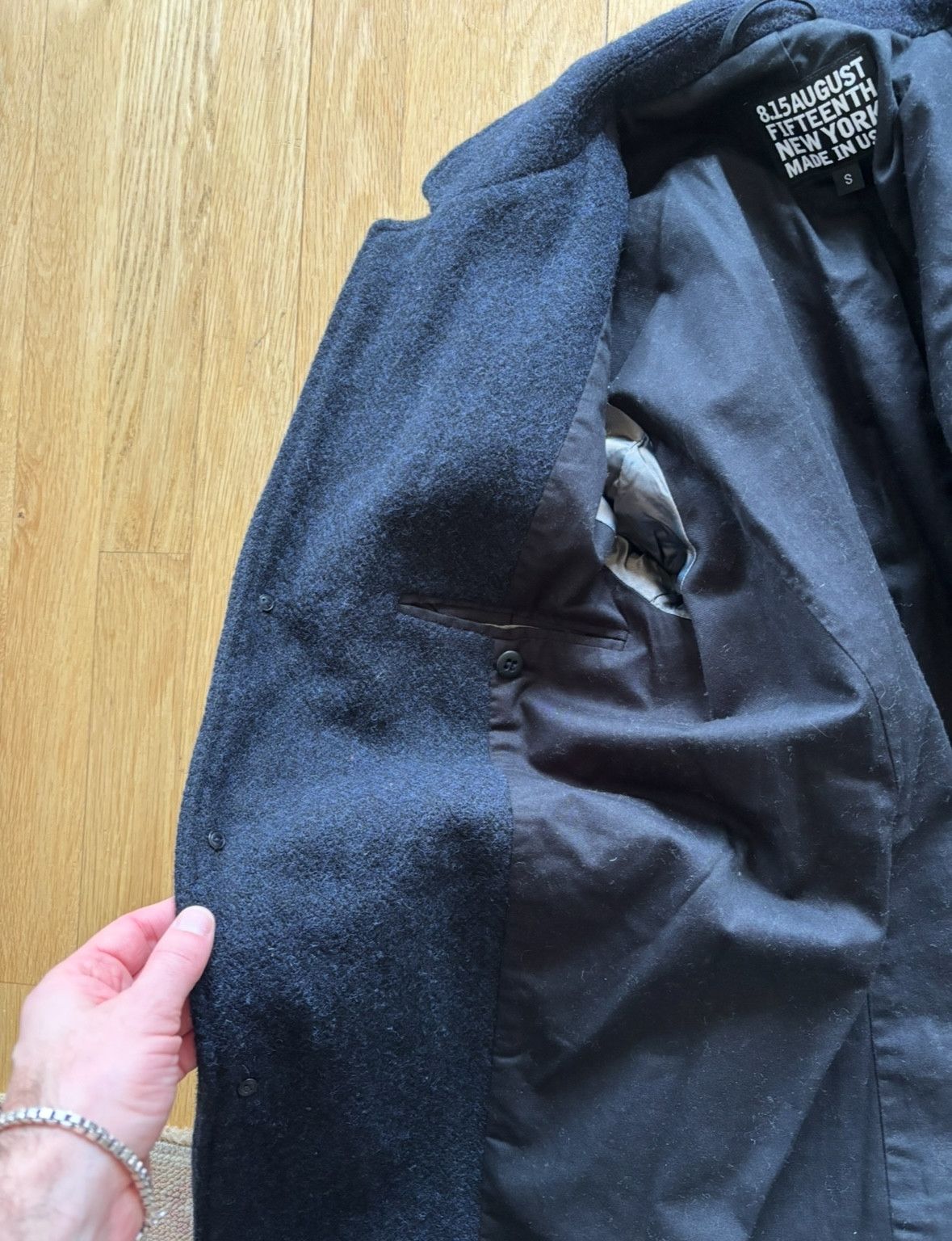 8.15 August Fifteenth Harris Tweed Wool Topper Topcoat Navy Mix Size US S / EU 44-46 / 1 - 5 Thumbnail