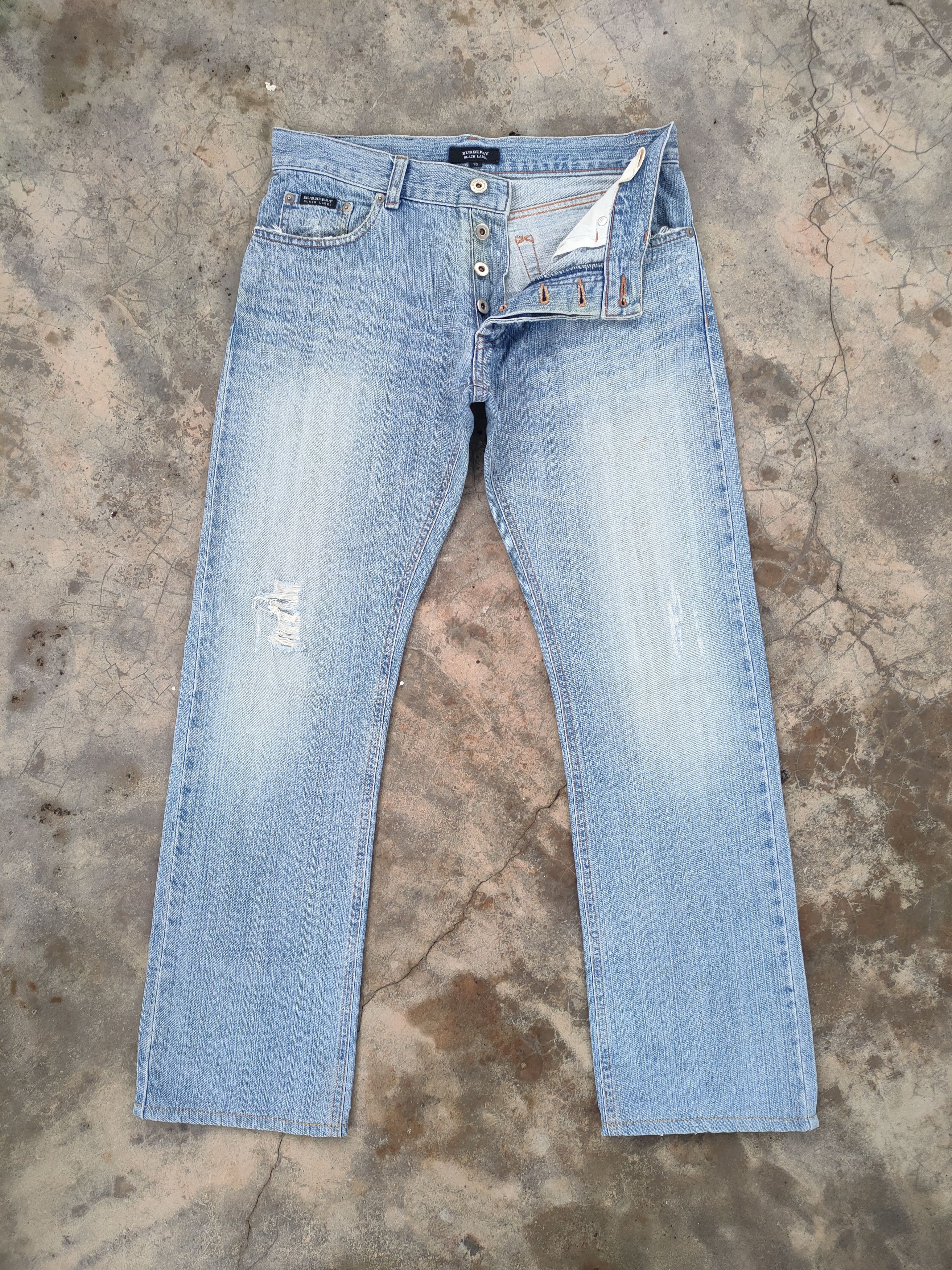Black Label × Burberry × Jean VINTAGE BURBERRY BLACK JEANS DISTRESSED DENIM JEANS PANTS Size US 31 - 1 Thumbnail
