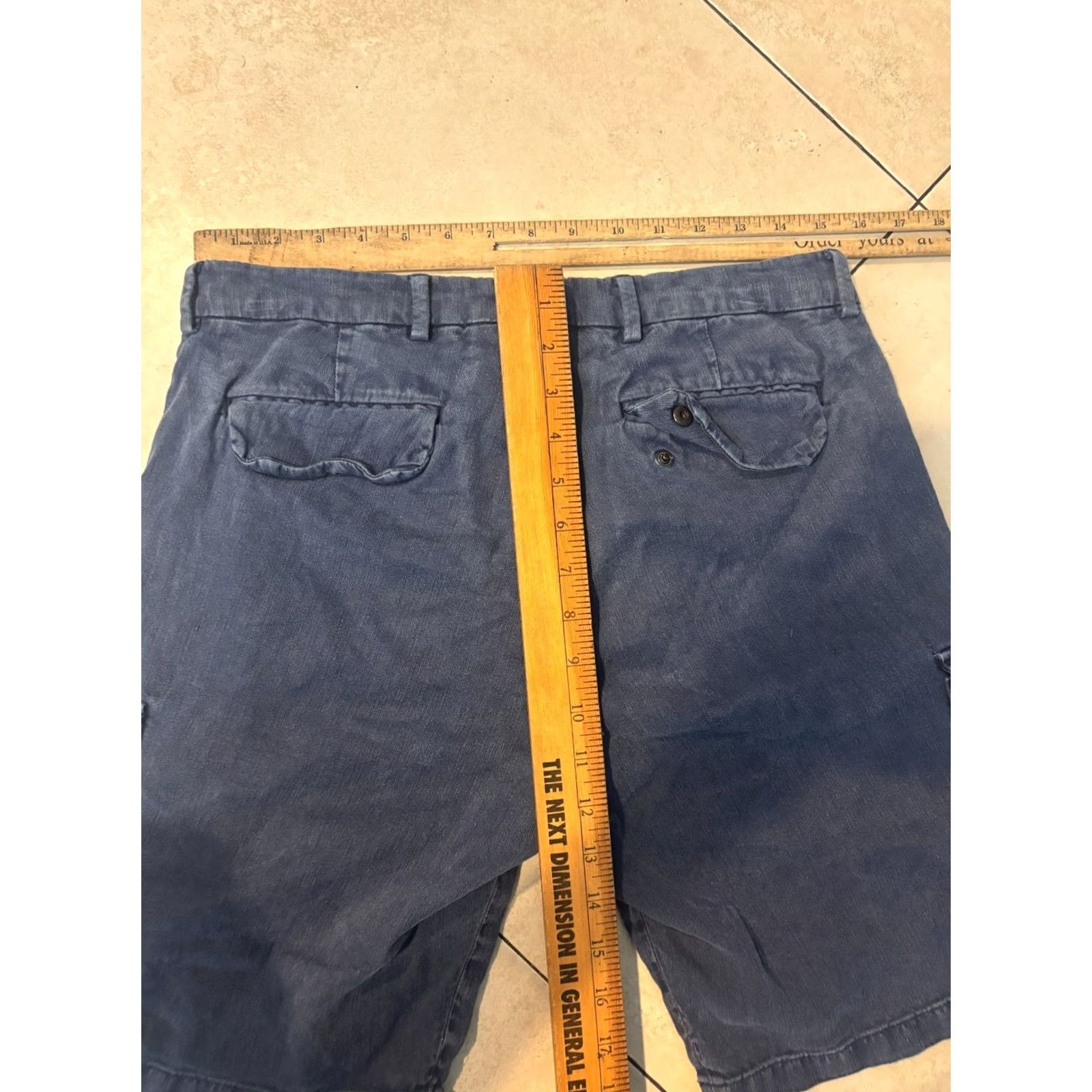 Peter Millar Peter Millar Shorts Mens 31 Blue Solid Hiking Flat Front Linen Blend 8" 6011 Size US 31 - 6 Thumbnail