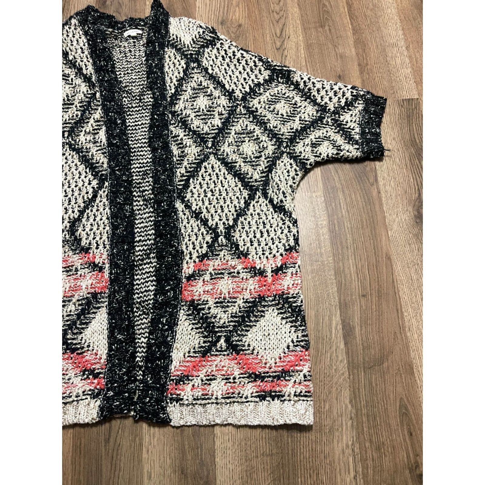 Vintage En Creme Sweater Women's Size Medium Pink Black White Open Cardigan Knit Size M / US 6-8 / IT 42-44 - 4 Thumbnail