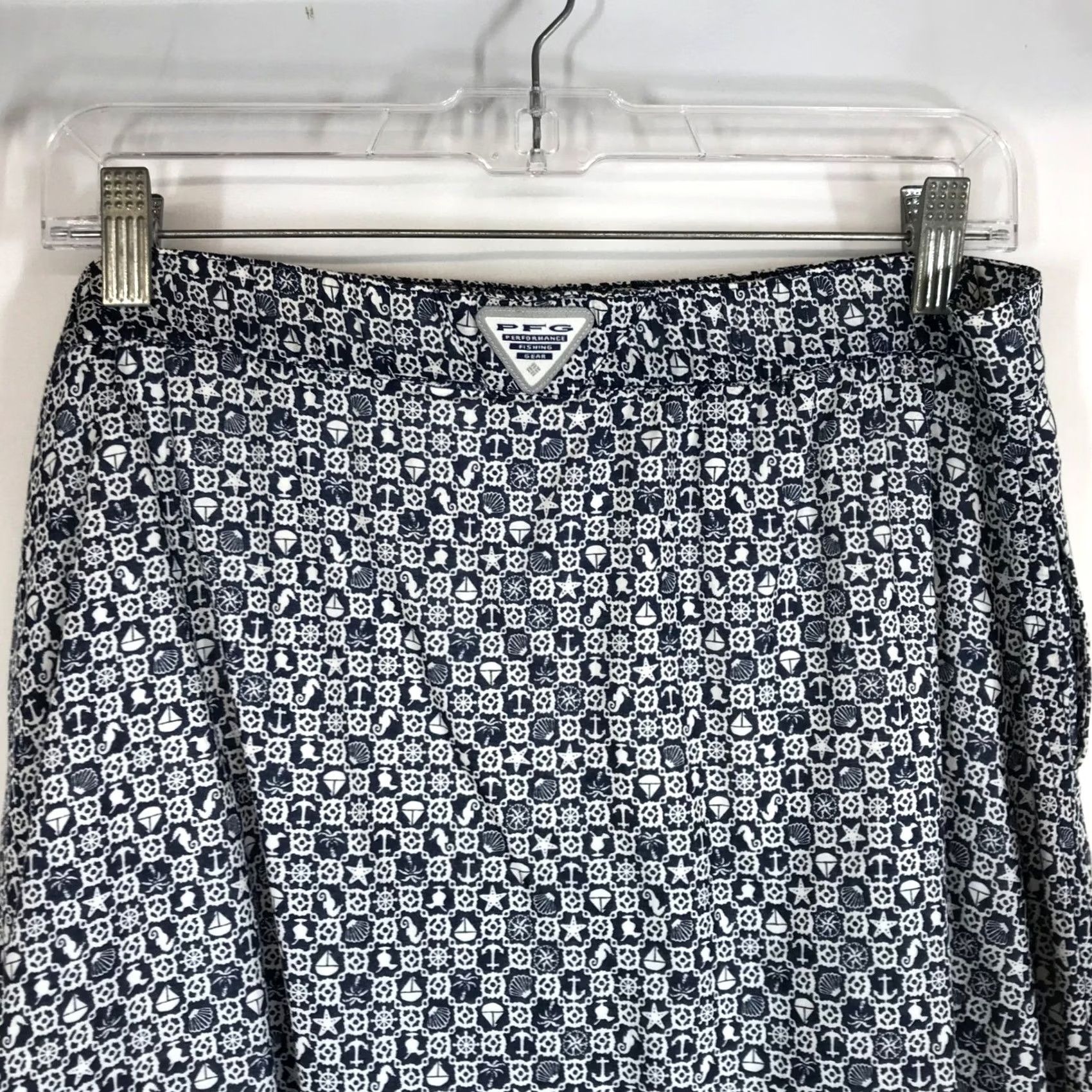 Nautica Columbia PFG Skirt Women Midi Navy White Nautical Sailboats Anchors Seashells Chiffon Skater Size 32" / US 10 / IT 46 - 5 Thumbnail