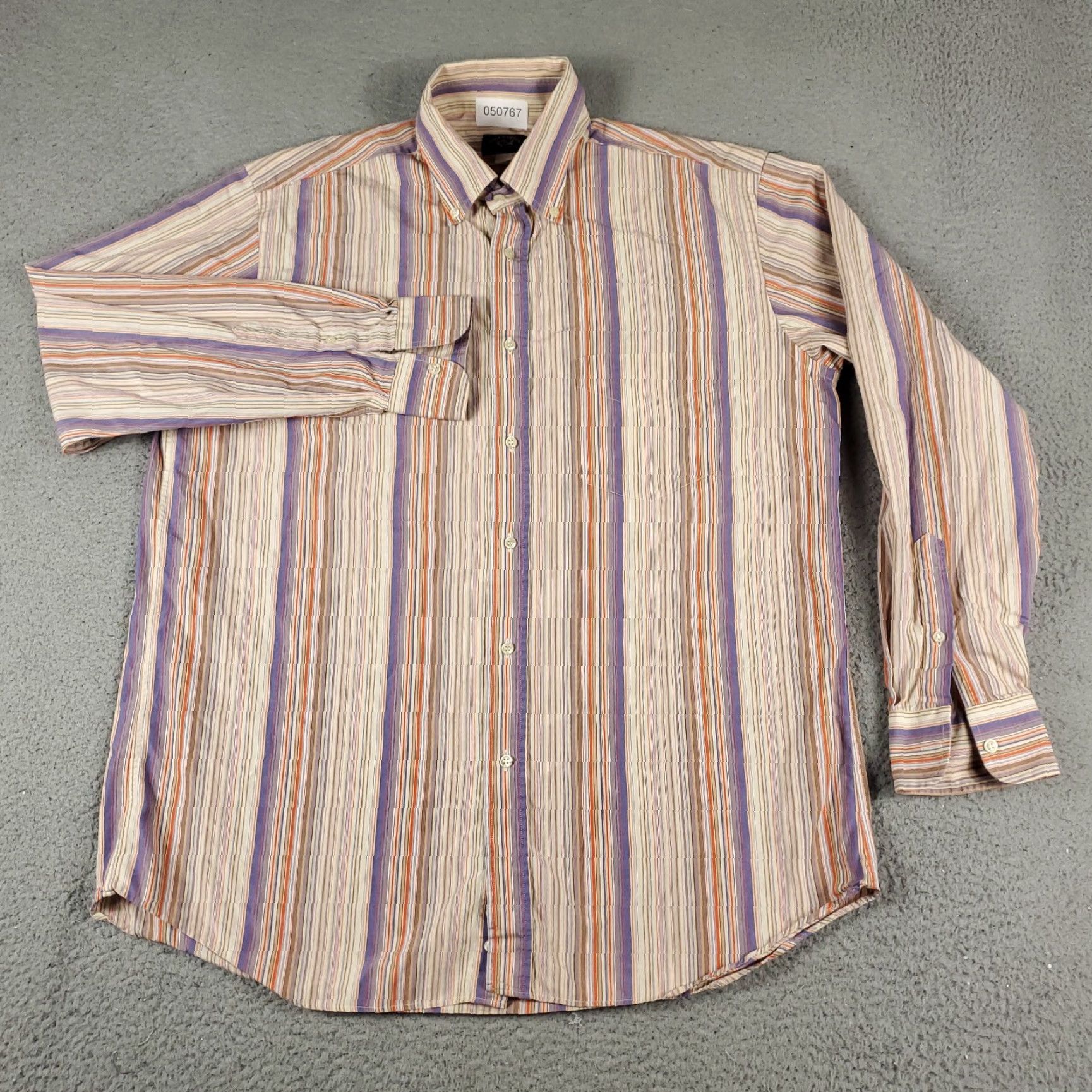 Paul & Shark Paul & Shark Button-Up Shirt Mens Large Beige Purple Striped Long Sleeve Collared Size US L / EU 52-54 / 3 - 2 Thumbnail