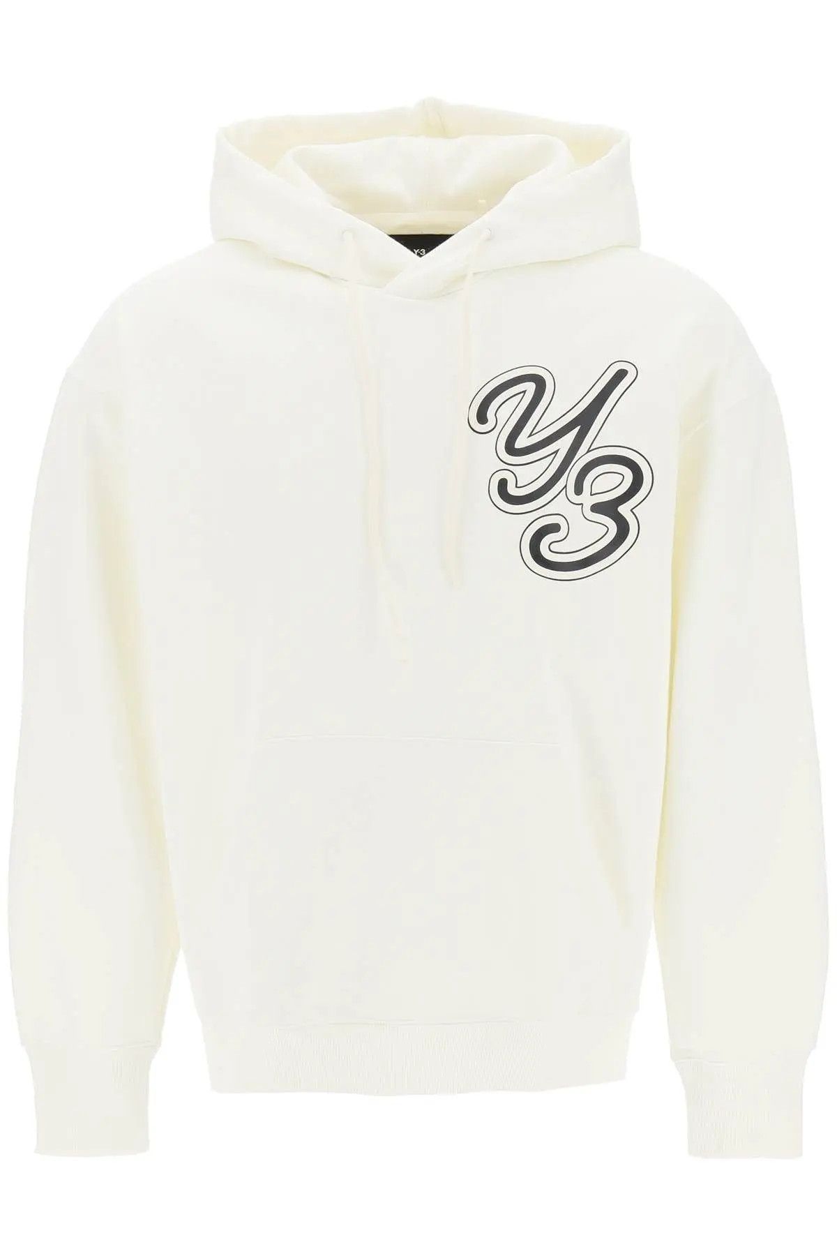 image of Y 3 O1S22I1N0224 Logo Print Hoodie In White, Men's (Size Small)