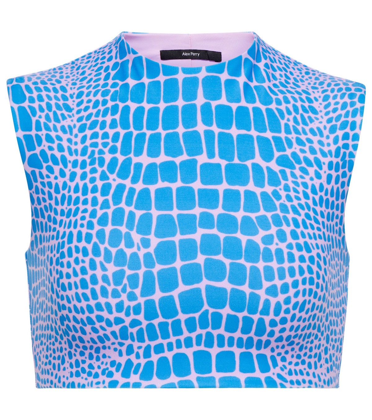 ALEX PERRY Caine Blue Animal Printed Crop Top