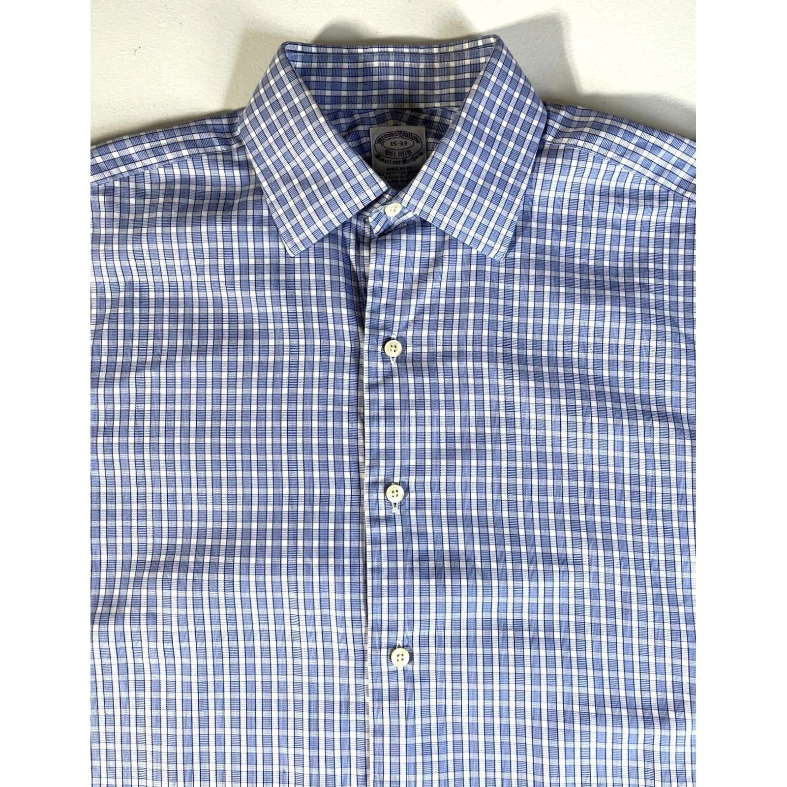 Brooks Brothers VINTAGE Brooks Brothers Makers Button-Up Shirt Check Blue Cotton 15 Regular USA 90s Mens Shirt Size US M / EU 48-50 / 2 - 4 Thumbnail