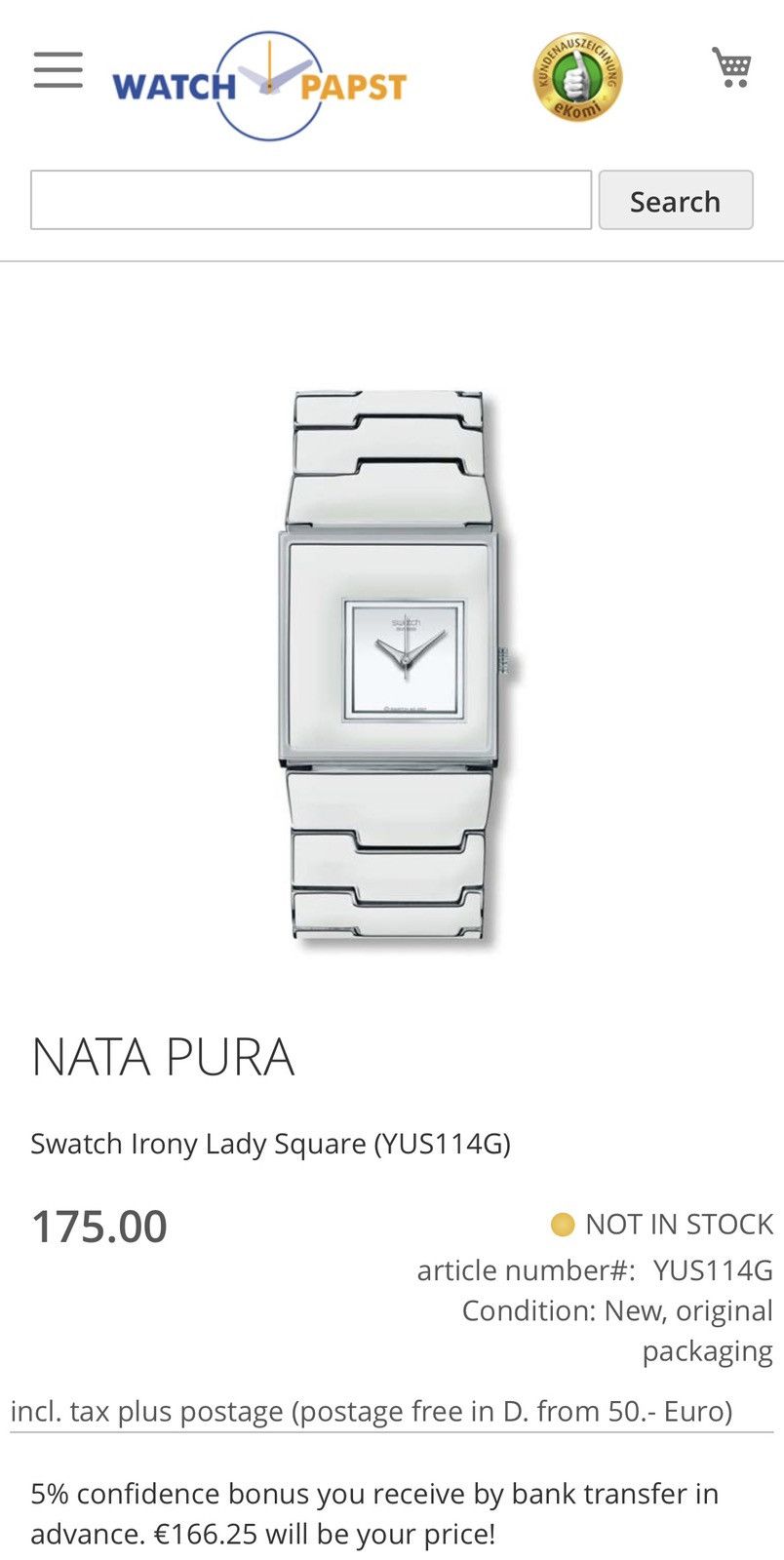 Swatch Rare Vintage 2008 Swatch Nata Pura Square Watch Size ONE SIZE - 9 Thumbnail