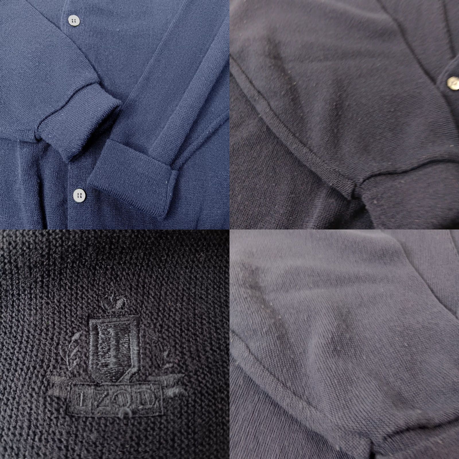 Izod VINTAGE IZOD Mens Large Tall Cardigan Sweater Button V Neck Blue Grandpa Logo Knit Kick 80s 70s Grunge Hipster Size US L / EU 52-54 / 3 - 8 Thumbnail