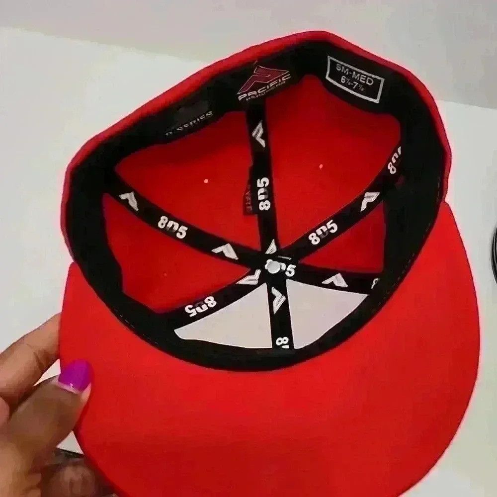 Other Pacific Headwear D- Series Red "B" Baseball Cap Flex fit Hat Size ONE SIZE - 5 Thumbnail