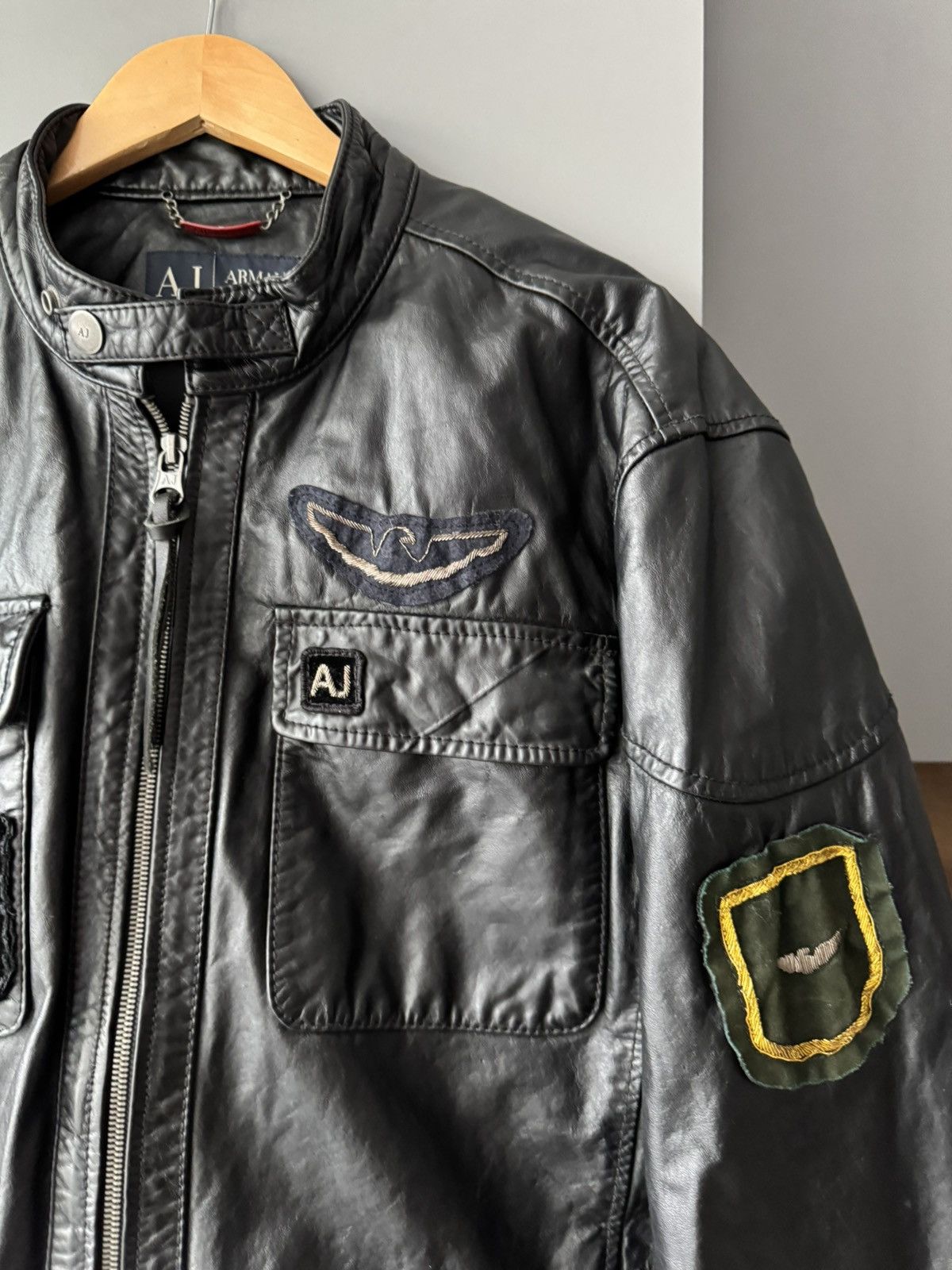 Armani Archived Armani Jeans Black Heavy Leather Bikers Jacket Size US XL / EU 56 / 4 - 3 Thumbnail