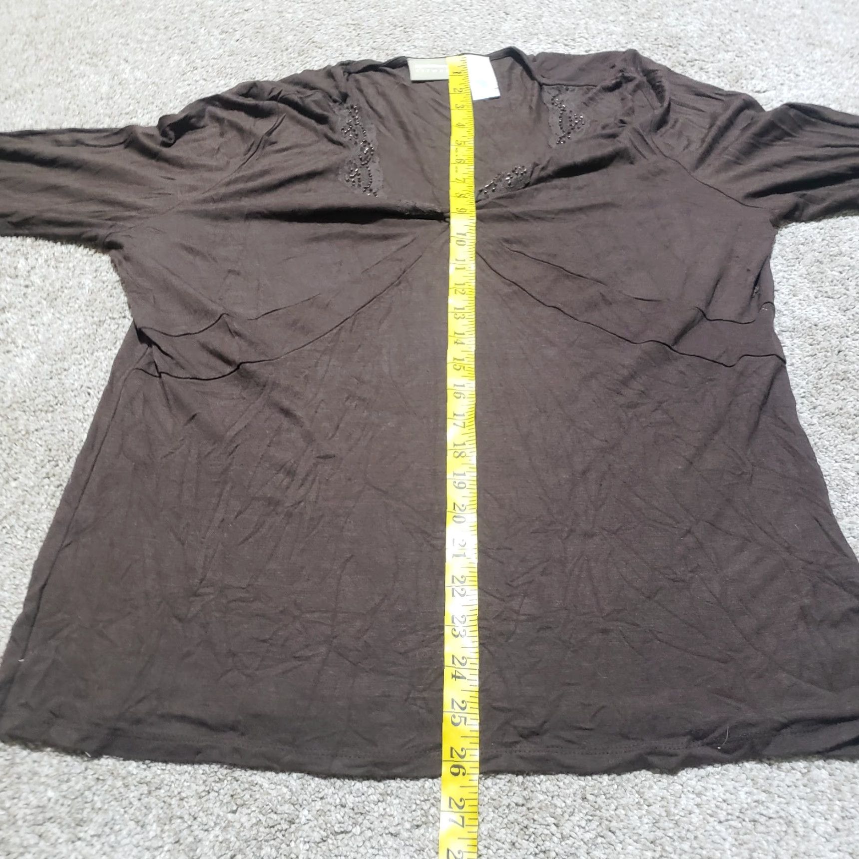Liz Claiborne Liz Claiborne Shirt Adult Women XL Brown Solid Classic Crew Neck Lightweight Breathable 90s? Size XL / US 12-14 / IT 48-50 - 7 Thumbnail