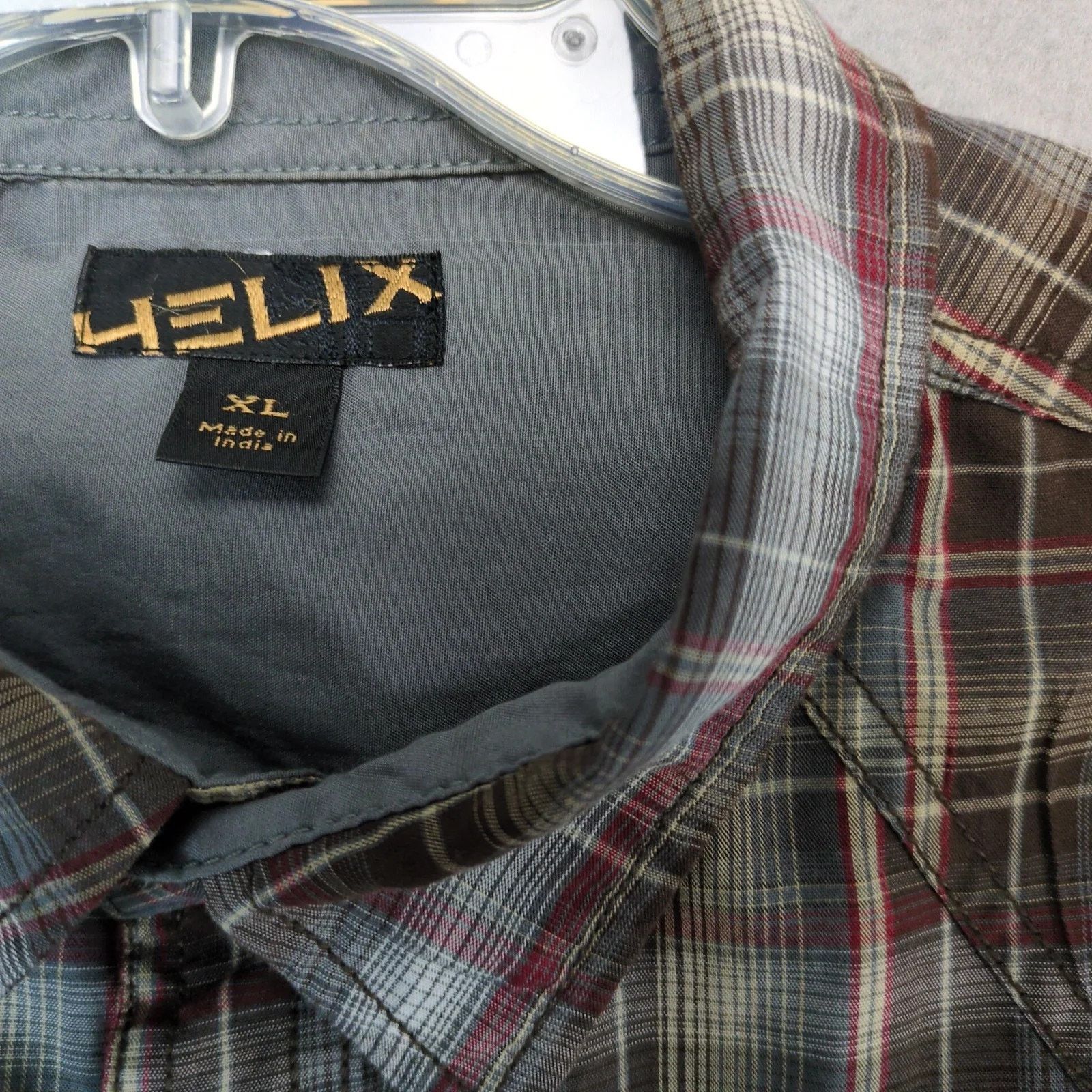 Helix Helix Brown Plaid Button Up Shirt Men's XL Long Sleeve Y2K Size US XL / EU 56 / 4 - 3 Thumbnail