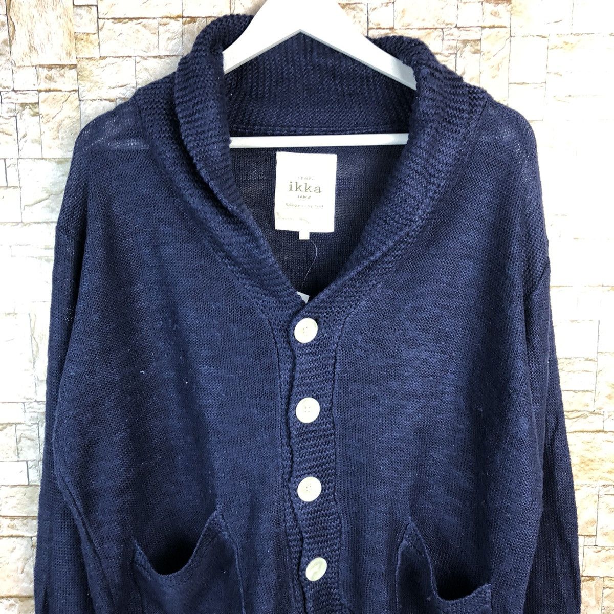Japanese Brand Ikka Dark Blue Cardigan Knitwear #A1214 Size US L / EU 52-54 / 3 - 5 Thumbnail