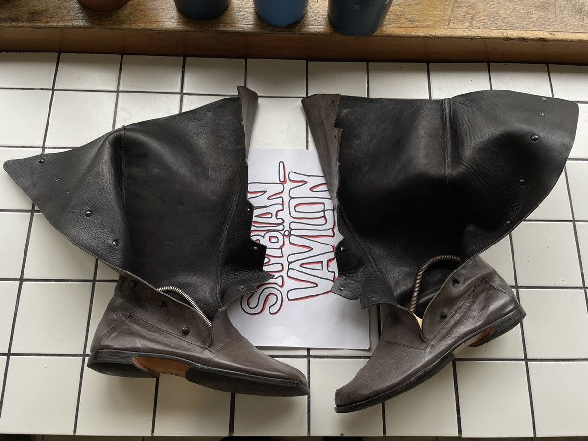 CYDWOQ RARE RUGGED Hand Made USA Leather Knee High Hessian Boots 40 Size US 9.5 / IT 39.5 - 10 Thumbnail