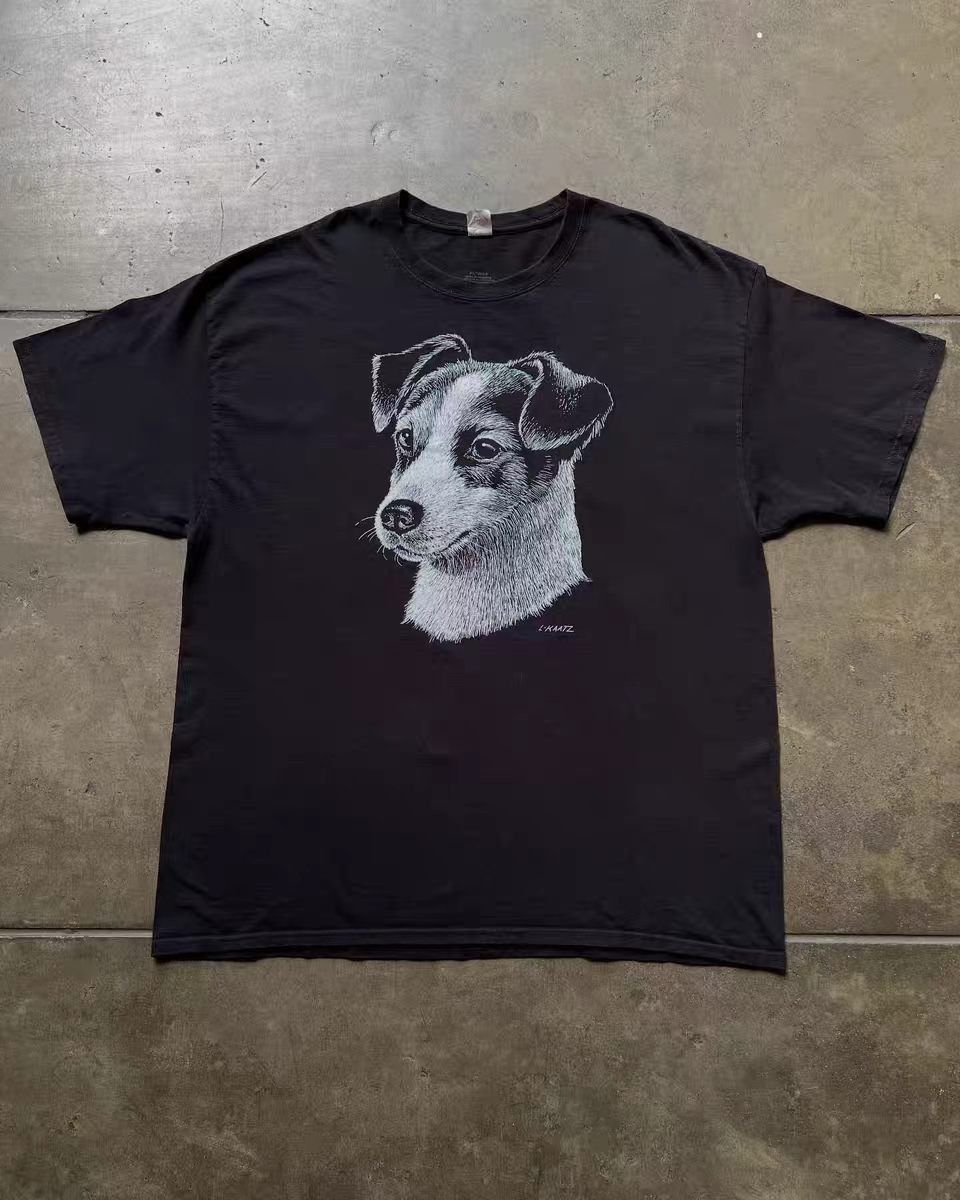Vintage Black washed retro cartoon puppy print t-shirt Size US M / EU 48-50 / 2 - 1 Thumbnail